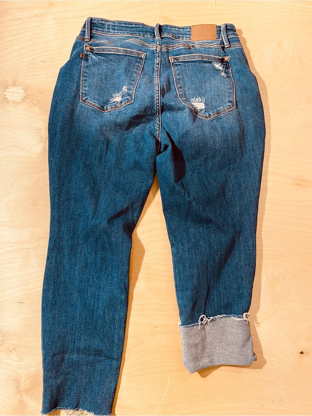 Judy Blue Distressed Dark Blue Boyfriend Jeans 14W (SY) - Picture 9 of 11